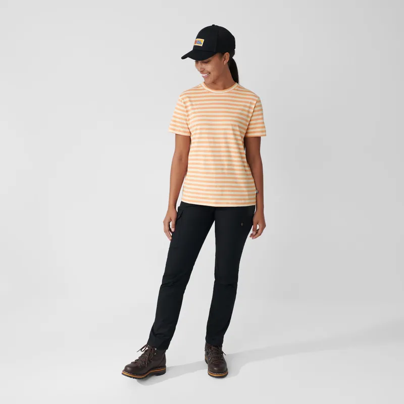 Fjallraven Womens Striped T-Shirt Cotton Sky/Poppy Fields-3